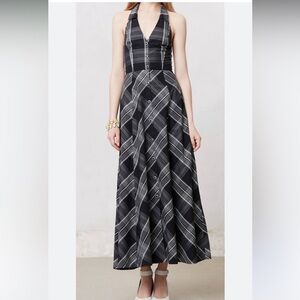 Maeve Black and White Plaid Maxi Dress